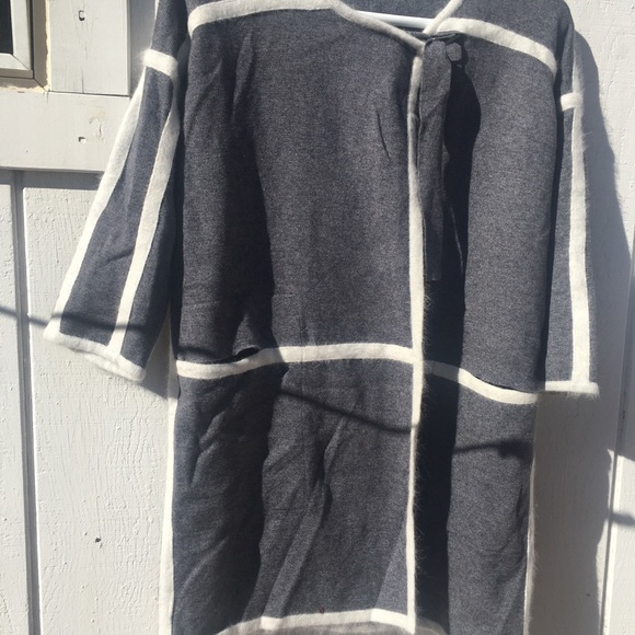 Womens Gary Coat Wool Open Front Long Sleeve Long Line Super High Quality Size L - Picture 8 of 9